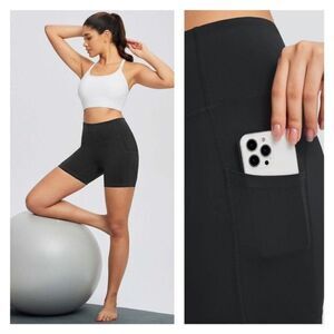 Baleaf Flyleaf 9" Tight-fitting Biking Athletic Shorts Small Phone Pockets Black